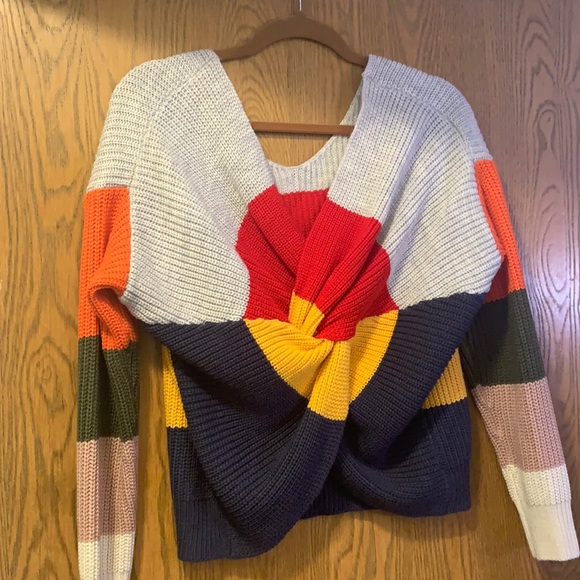 Fashion Nova “What I Want” striped knot sweater - Picture 2 of 3